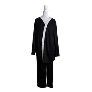 Vintage Unbranded Women’s Patterned PJ Set Cozy Black White US 24W